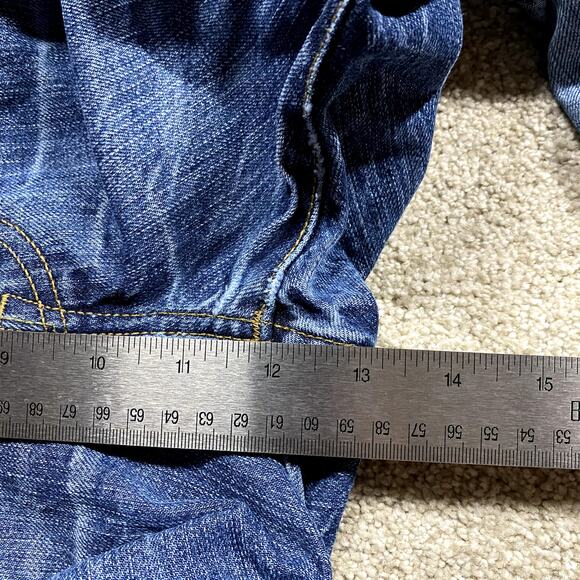 VTG Levi's 501 Jeans Mens 36x32* Blue Button Fly Y2K Straight Distressed Patch - Picture 9 of 12